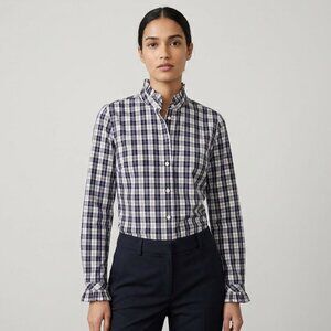 J.Crew Plaid Ruffle Collar Button-Down Shirt Size Small NWT